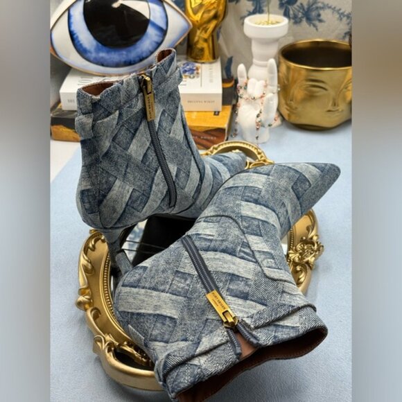 🆕 KURT GEIGER LONDON 🧿 NWOB Kensington Flexi Ankle Boot, Denim - Sz 37 US 7 - Picture 11 of 14